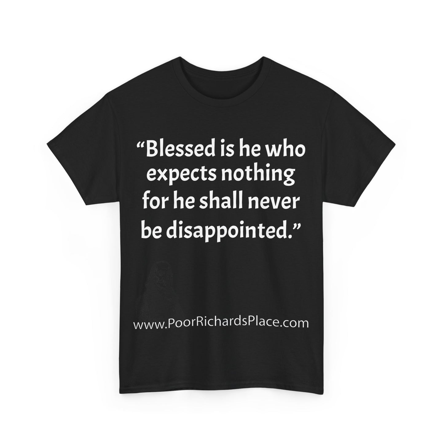Unisex T-Shirt - Poor Richard Says Blessed is he who expects nothing for he shall never be disappointed w Ben Franklin QUOTE