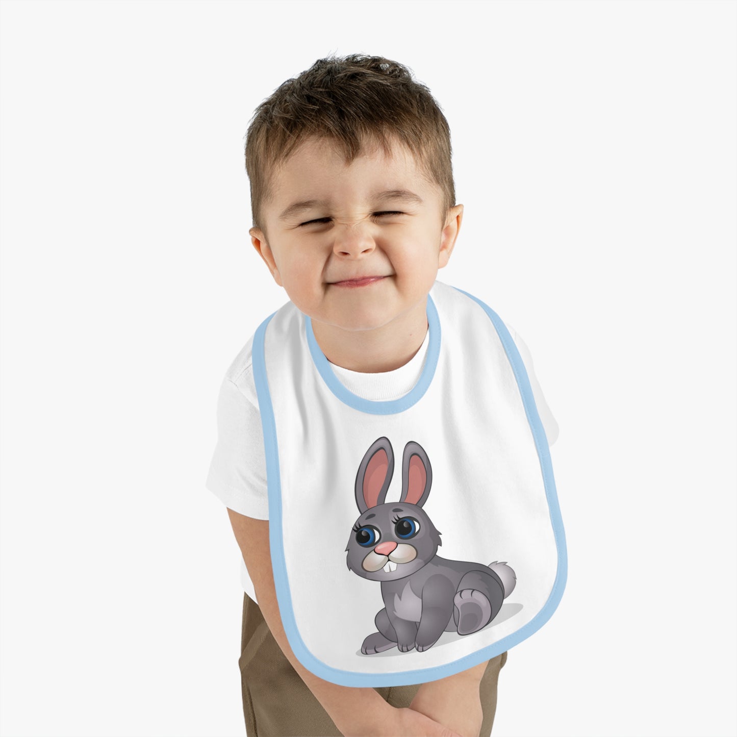Baby Contrast Trim Jersey Bib - Cutie Wrabbit
