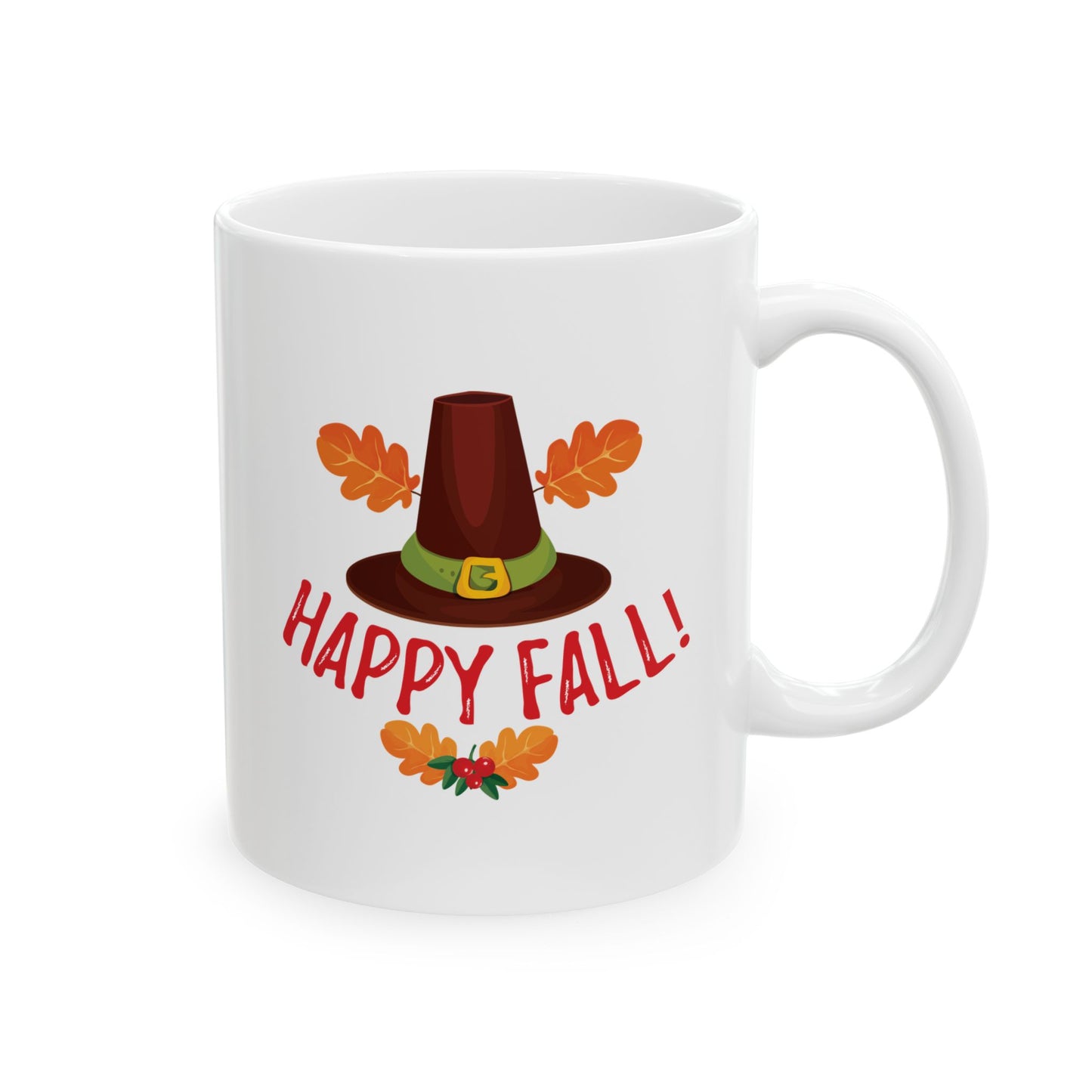 White Ceramic Mug - 11oz & 15oz -Happy Fall
