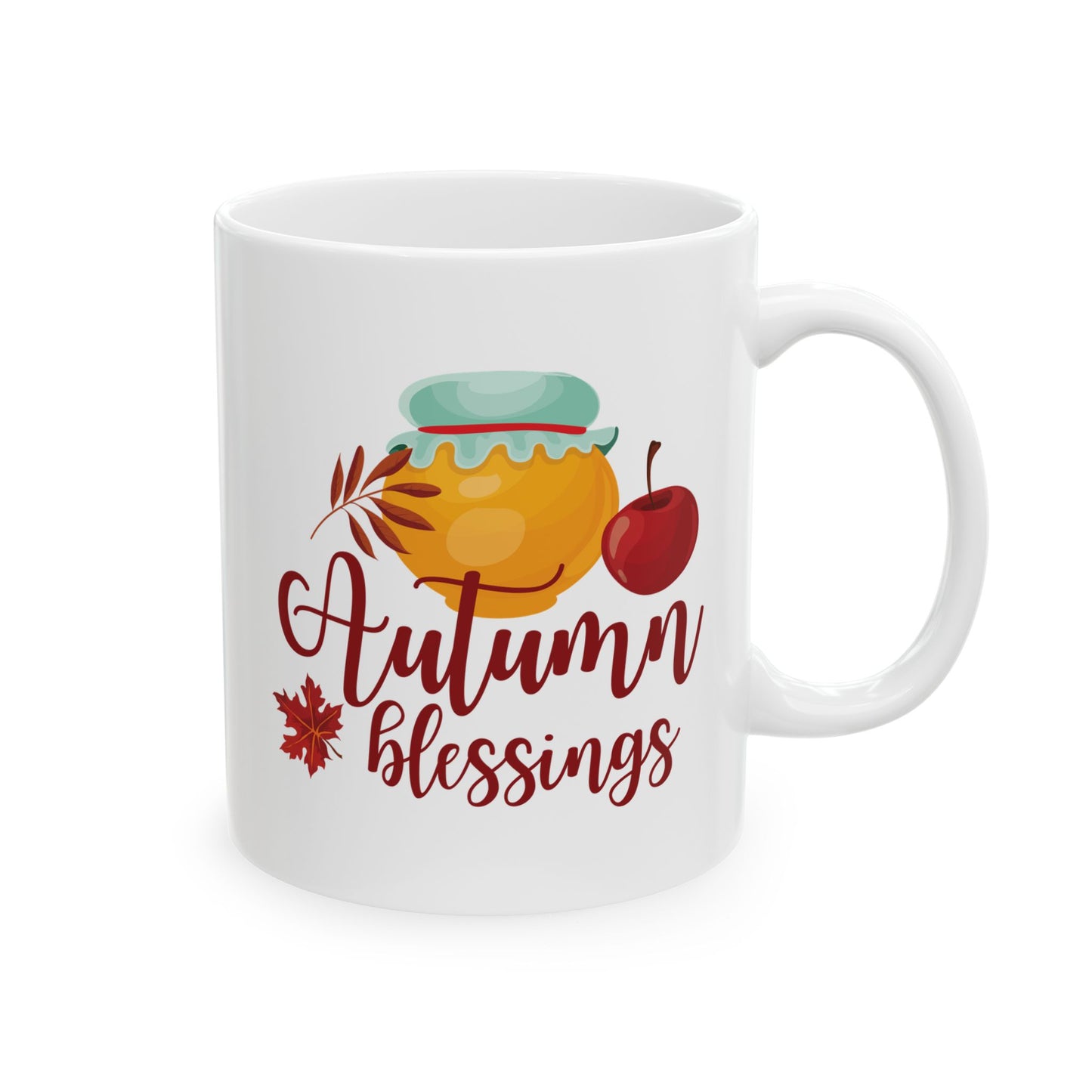 White Ceramic Mug - 11oz & 15oz - Autumn Blessings