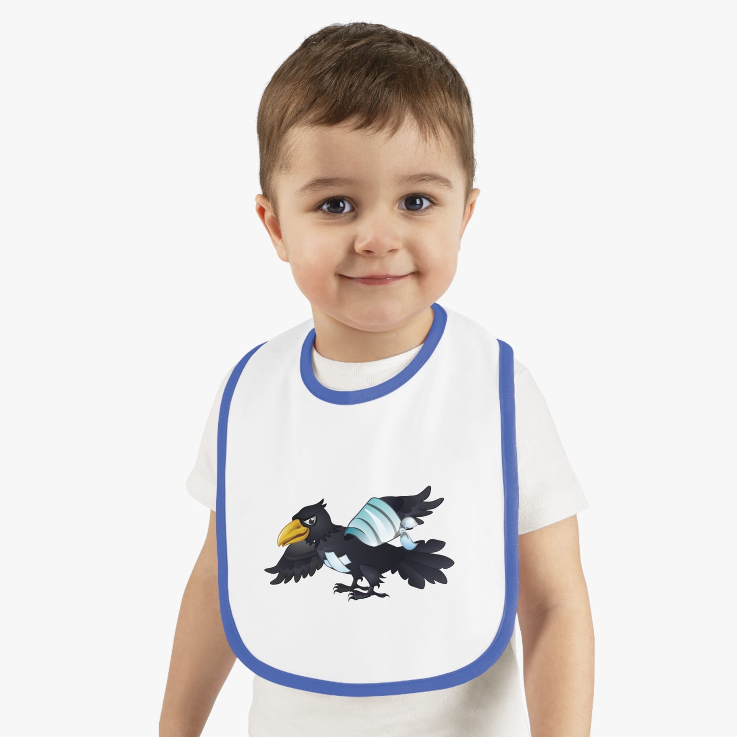 Baby Contrast Trim Jersey Bib - Crippled Crow or The Raven
