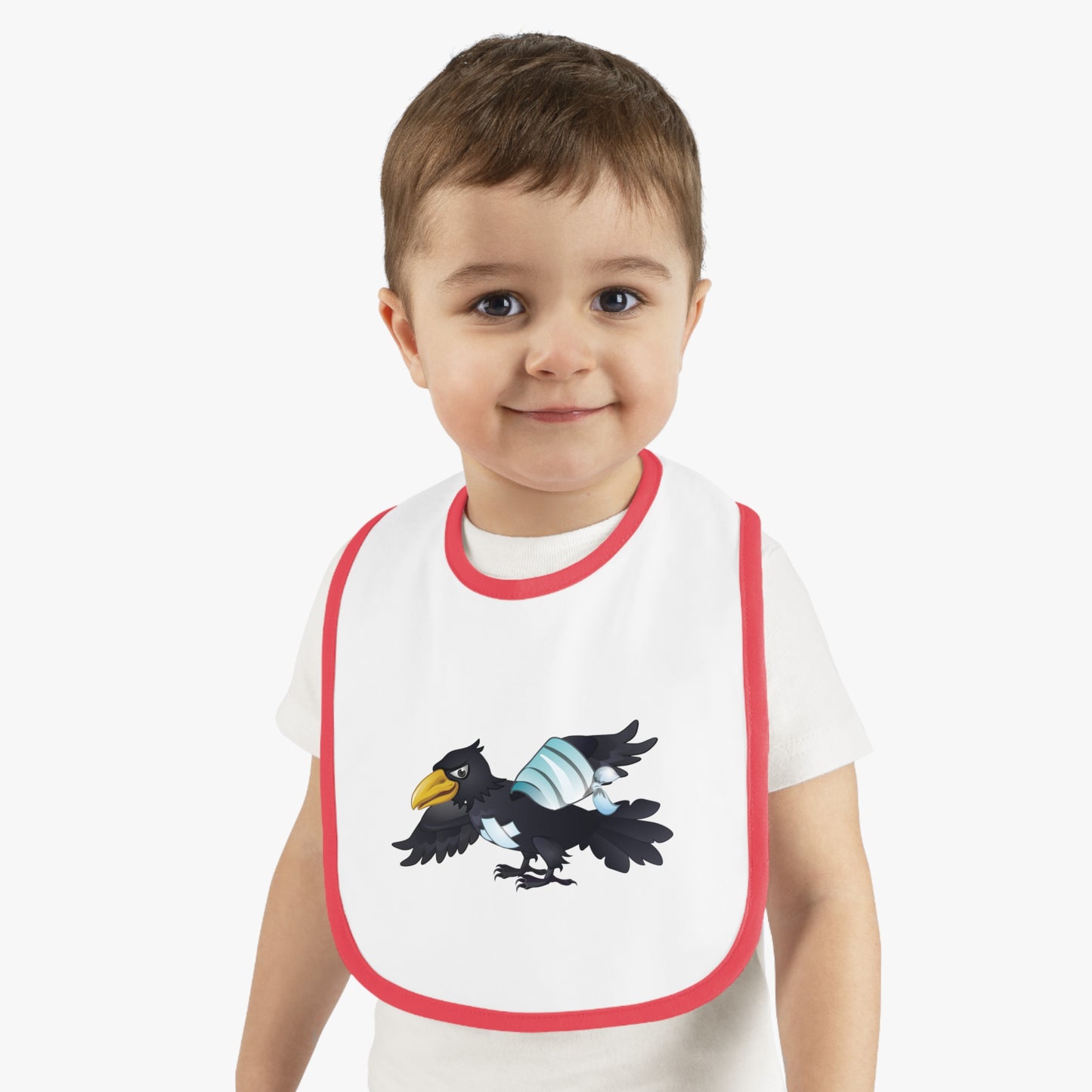Baby Contrast Trim Jersey Bib - Crippled Crow or The Raven