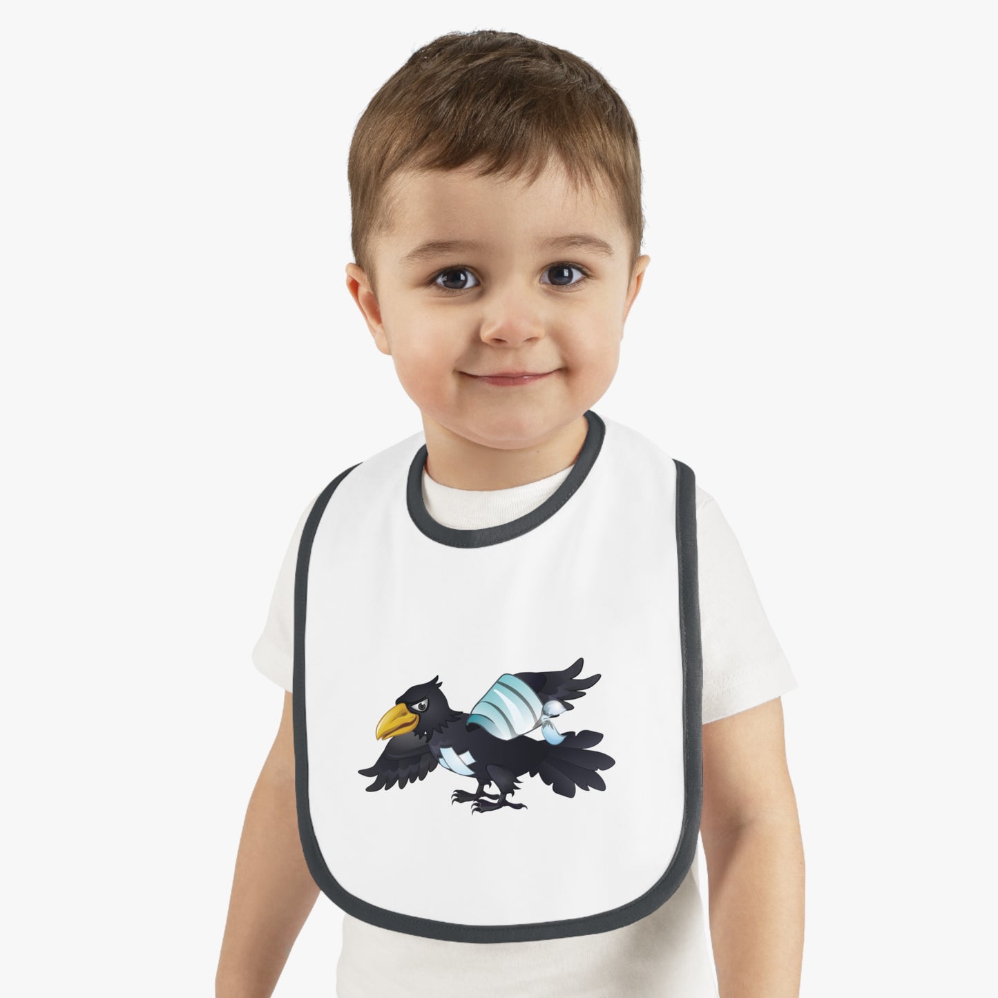 Baby Contrast Trim Jersey Bib - Crippled Crow or The Raven