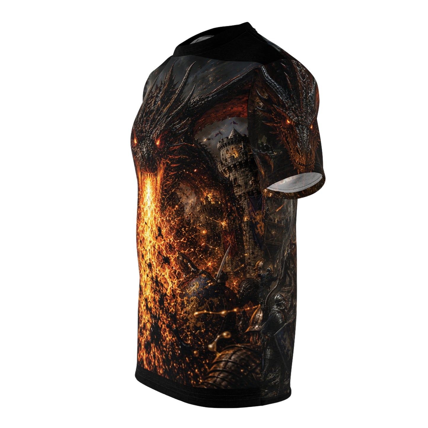Dragon Fire All-Over Print Tee — Medieval Dragon Graphic Shirt