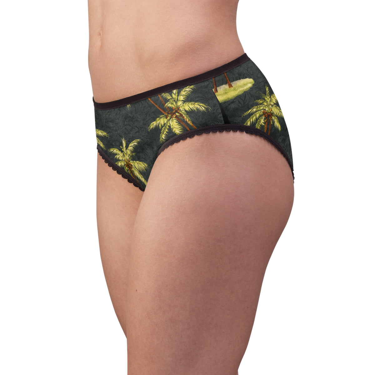 Palm Tree Print Women's Briefs — Tropical Beach Bikini Underwear