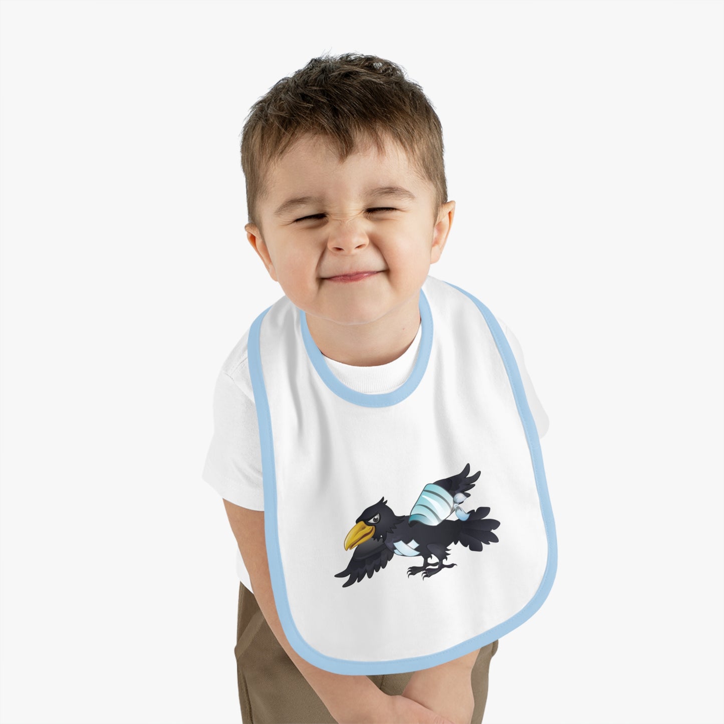 Baby Contrast Trim Jersey Bib - Crippled Crow or The Raven