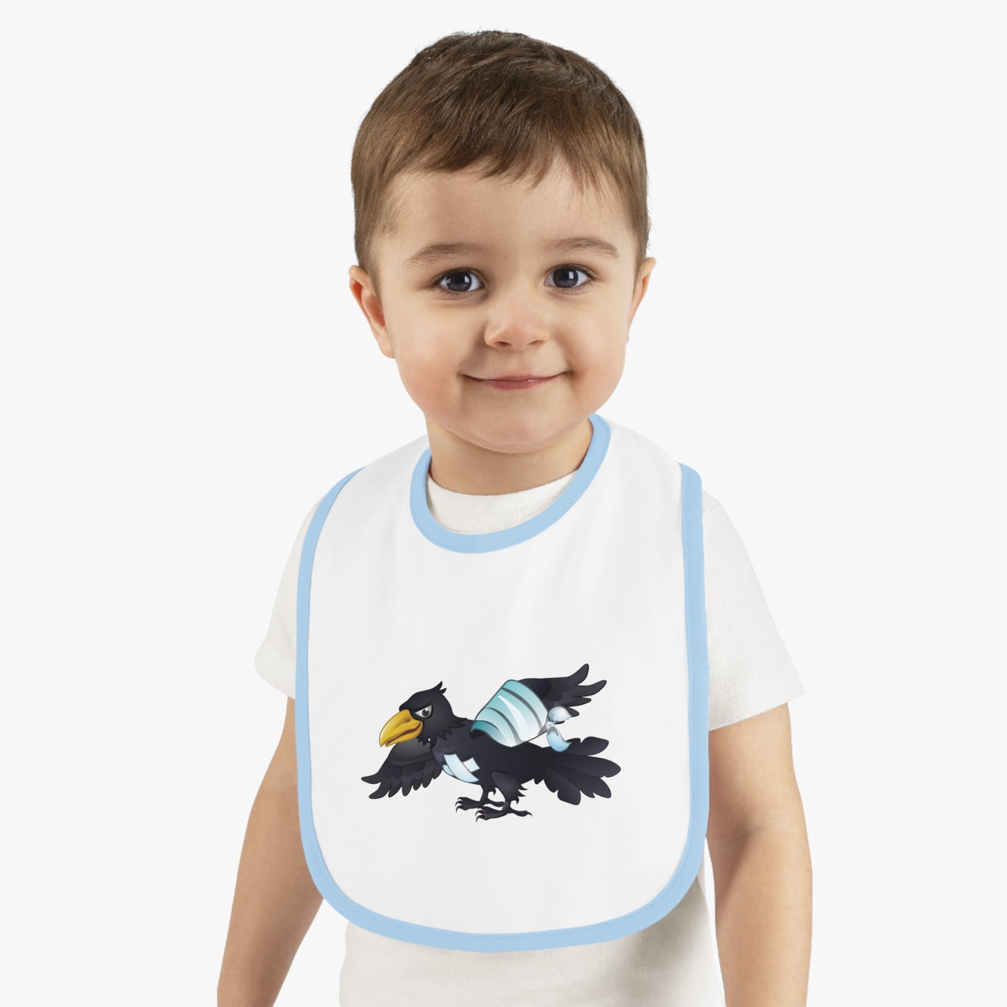 Baby Contrast Trim Jersey Bib - Crippled Crow or The Raven