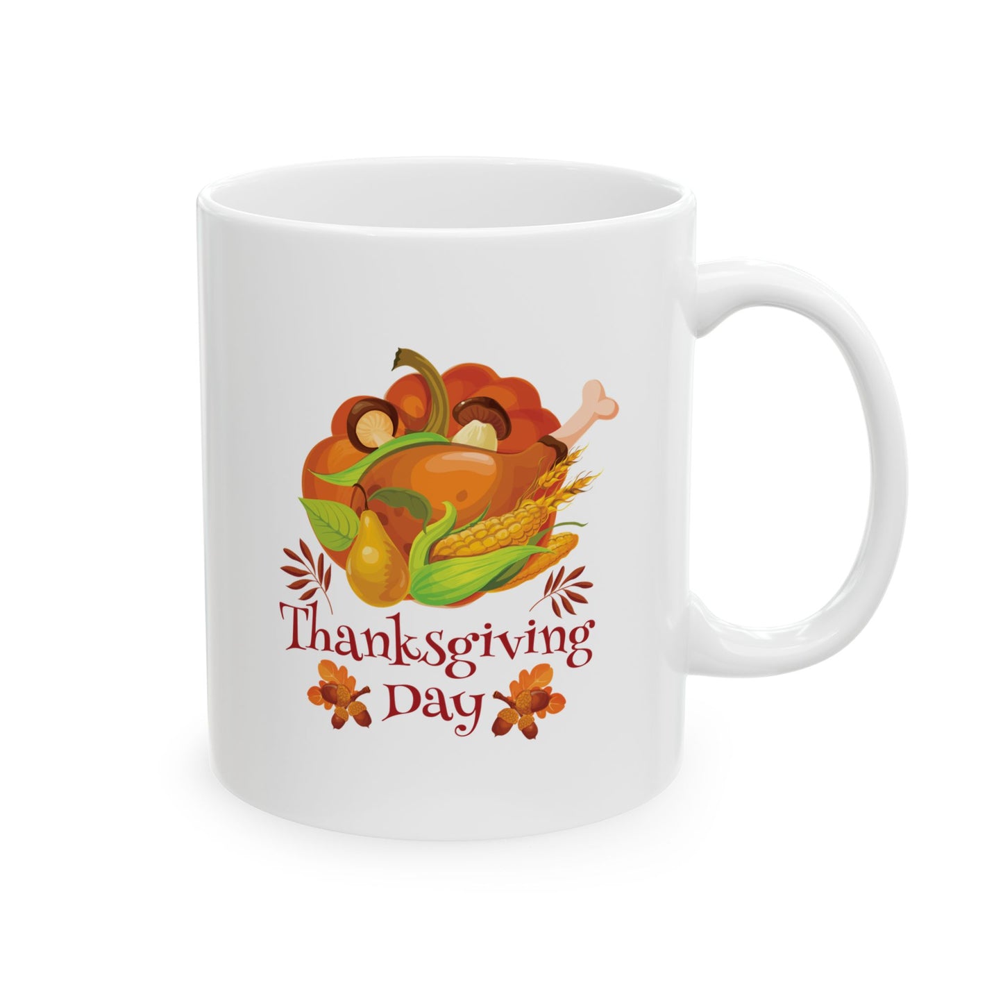 White Ceramic Mug - 11oz & 15oz -Thanksgiving Day - Turkey