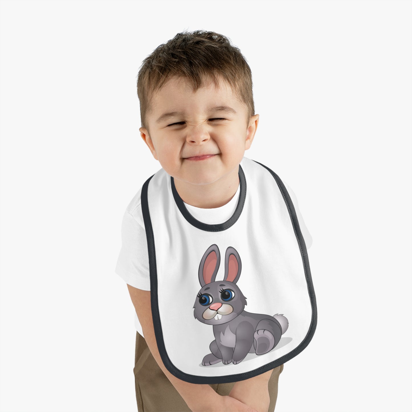 Baby Contrast Trim Jersey Bib - Cutie Wrabbit