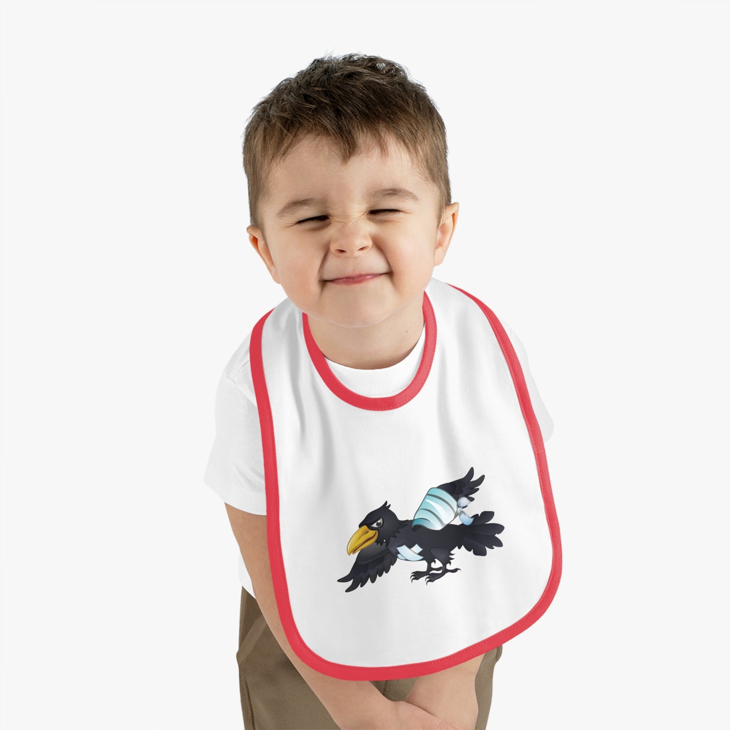 Baby Contrast Trim Jersey Bib - Crippled Crow or The Raven