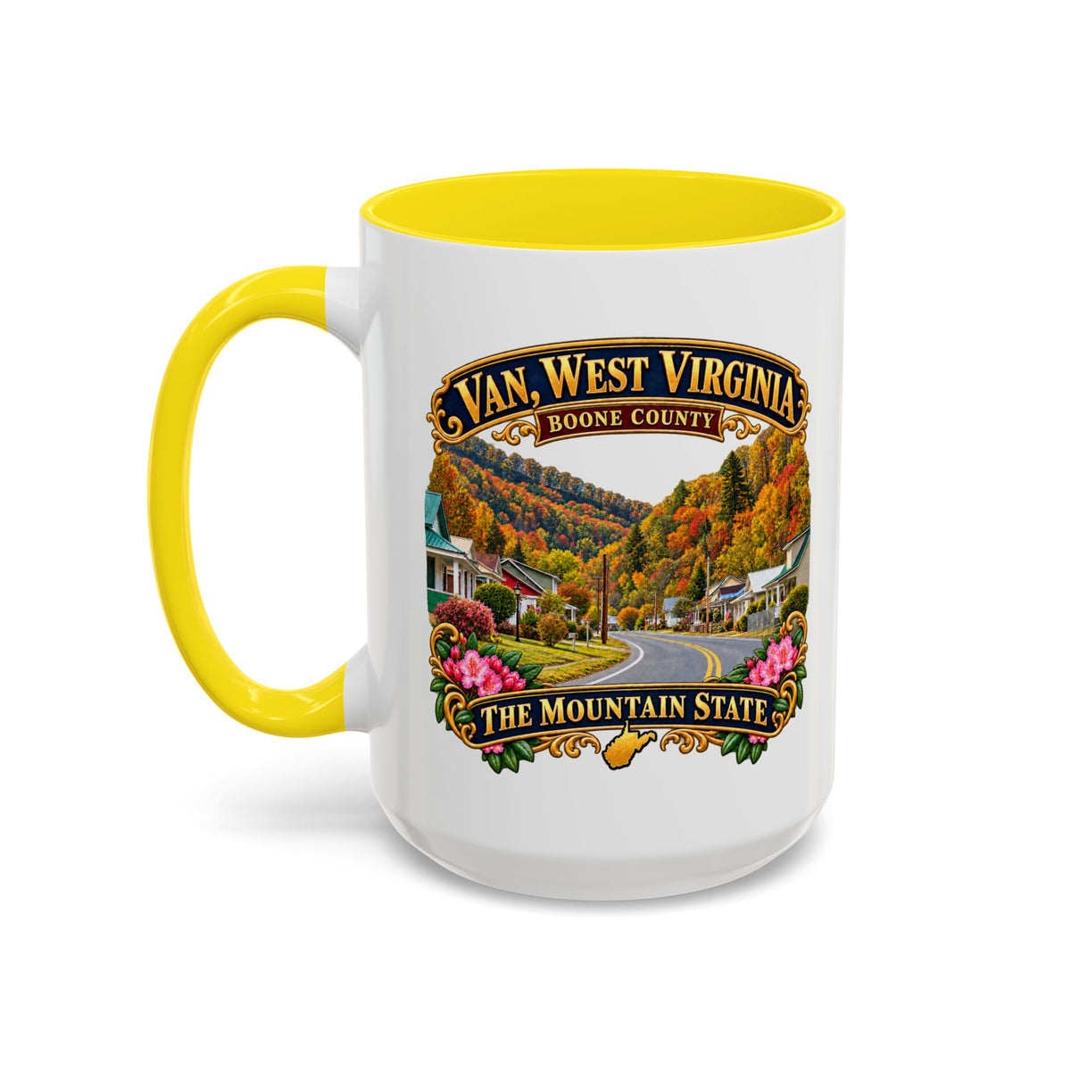 Accent Coffee Mug (11, 15oz) - Van, West Virginia - Boone County - The Mountain State - 3D Transparent