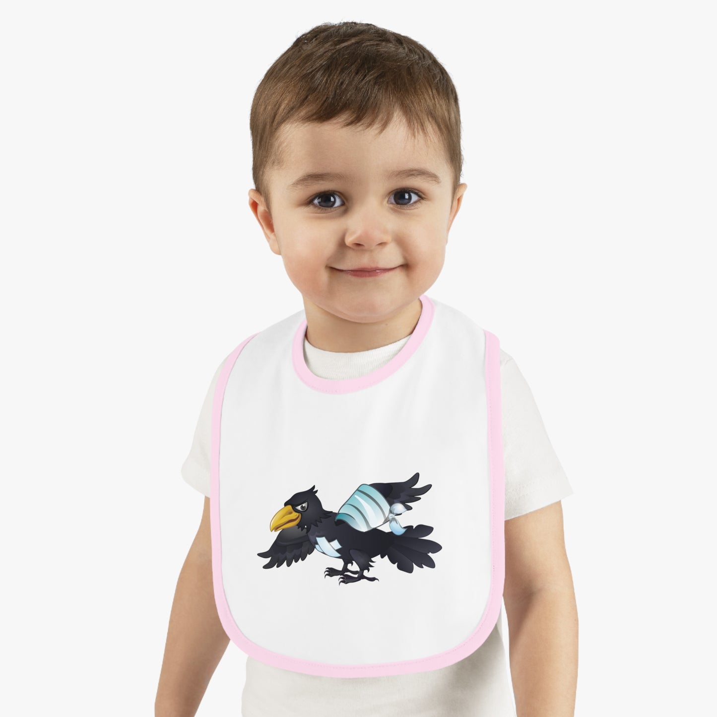 Baby Contrast Trim Jersey Bib - Crippled Crow or The Raven