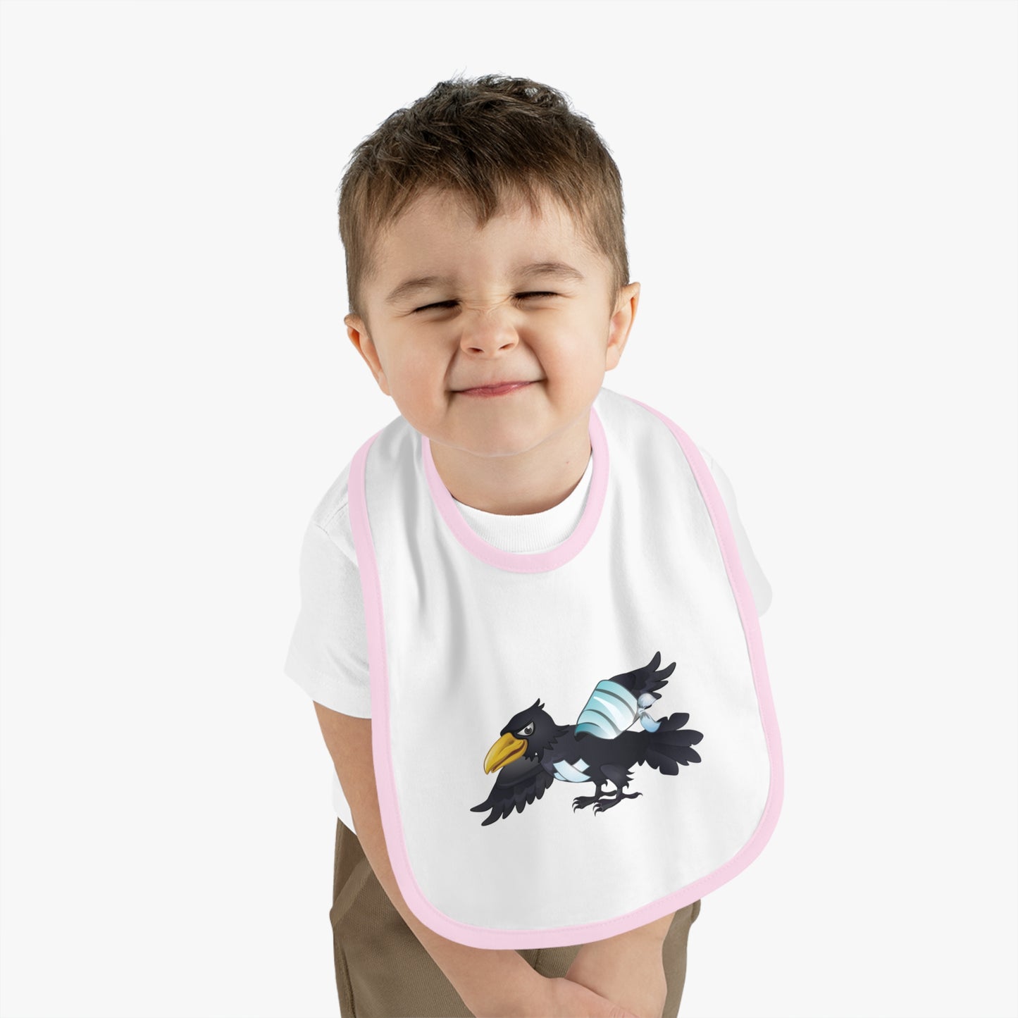 Baby Contrast Trim Jersey Bib - Crippled Crow or The Raven