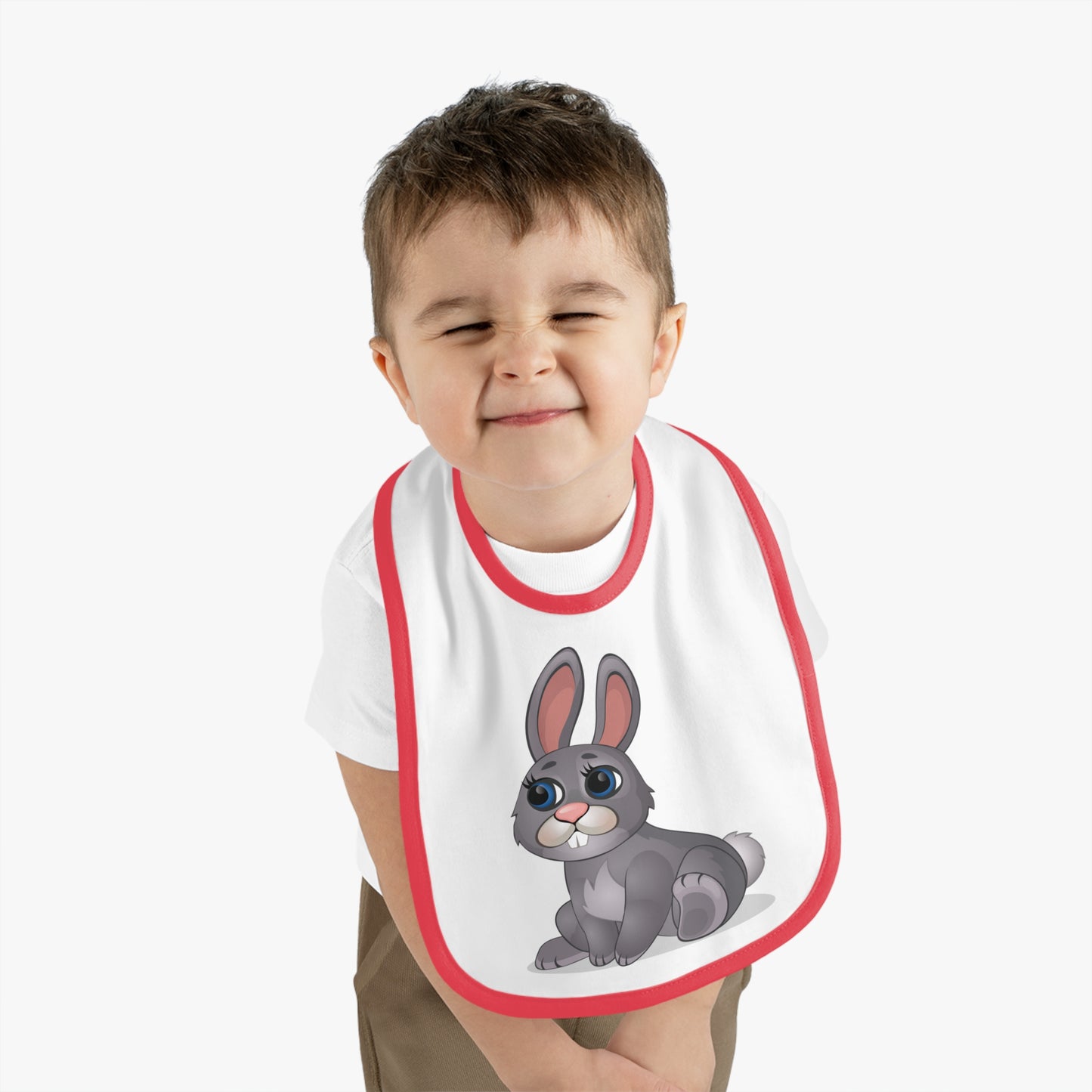 Baby Contrast Trim Jersey Bib - Cutie Wrabbit