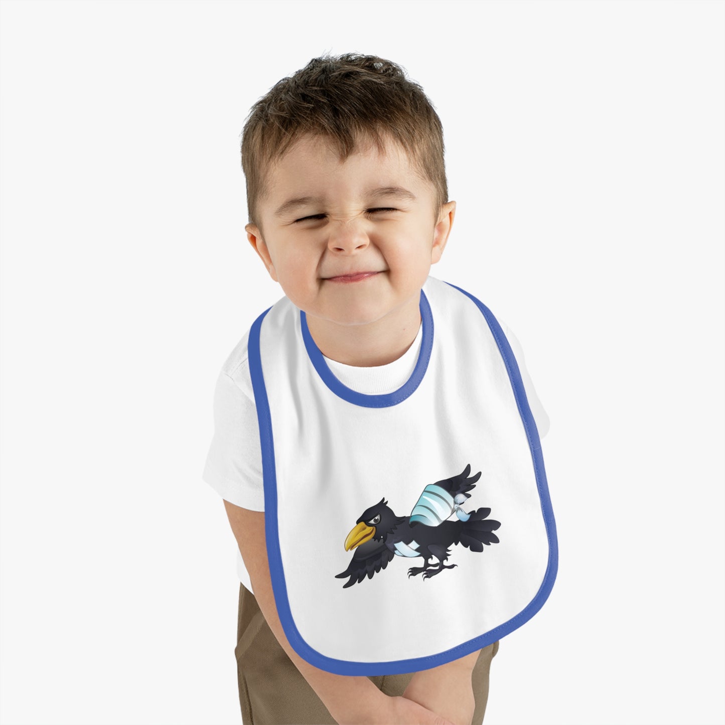 Baby Contrast Trim Jersey Bib - Crippled Crow or The Raven