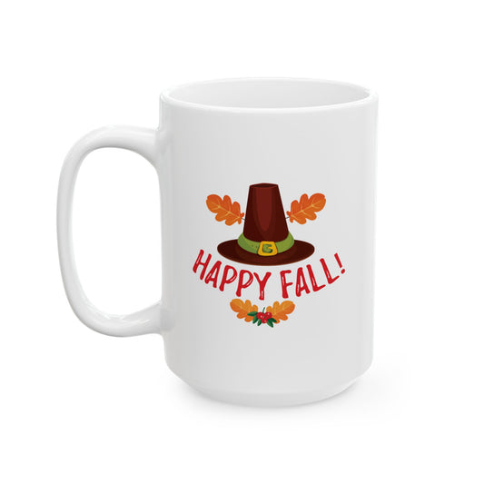 White Ceramic Mug - 11oz & 15oz -Happy Fall