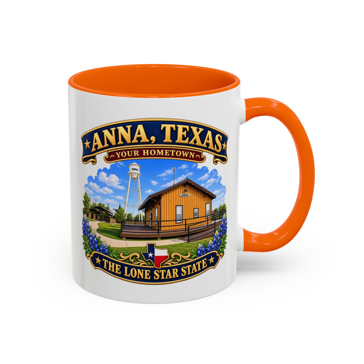 Accent Coffee Mug (11, 15oz) - Anna, Texas - Your Home Town -Lone Star State - with Anna Depot, Sherley Heritage Park, Scene