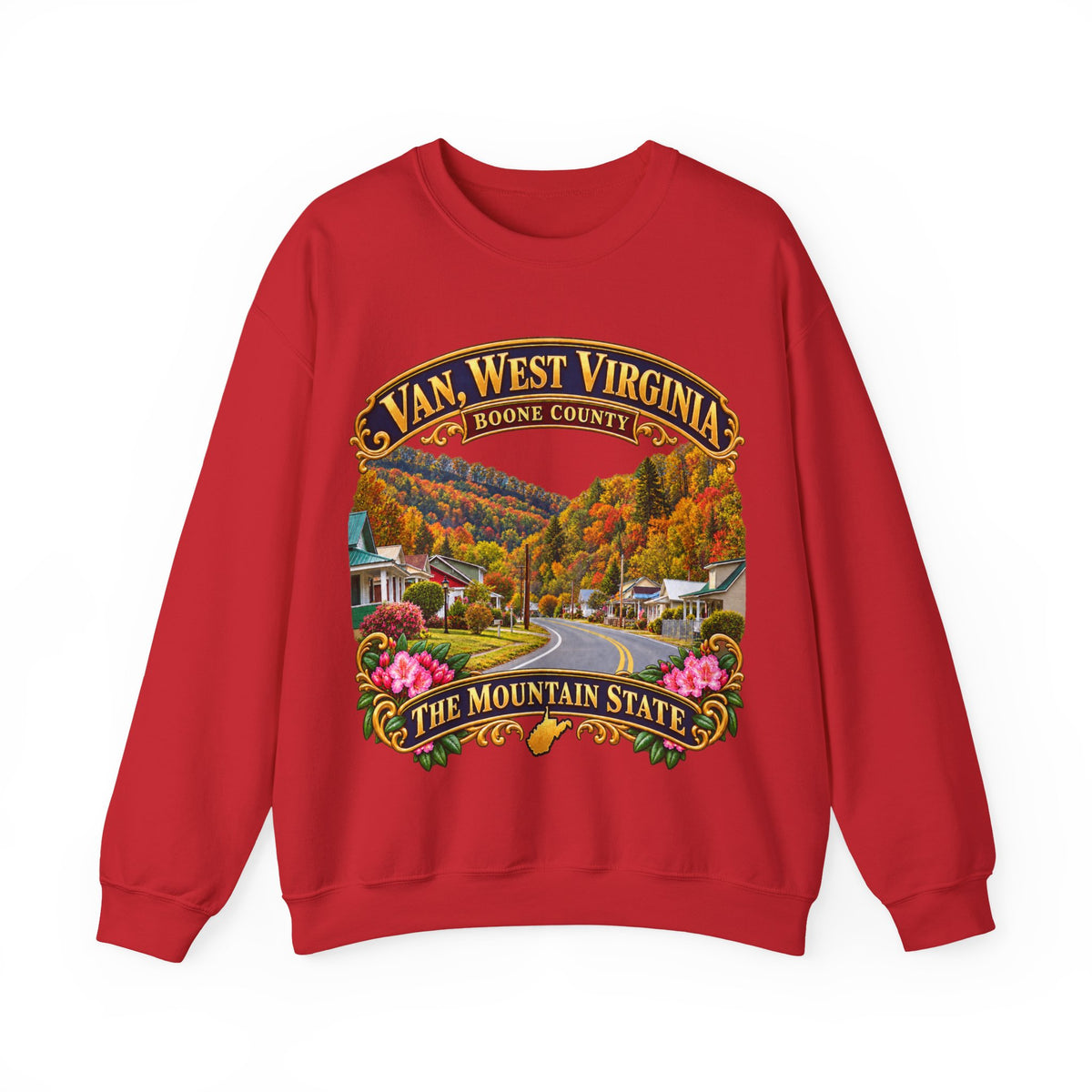 Crewneck Sweatshirt - Van, West Virginia - Boone County - The Mountain State - 3D Transparent