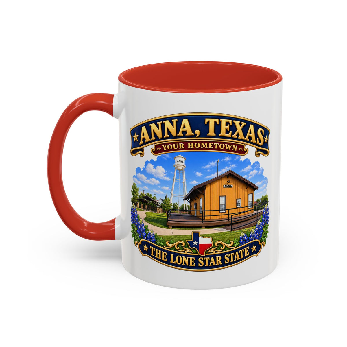 Accent Coffee Mug (11, 15oz) - Anna, Texas - Your Home Town -Lone Star State - with Anna Depot, Sherley Heritage Park, Scene