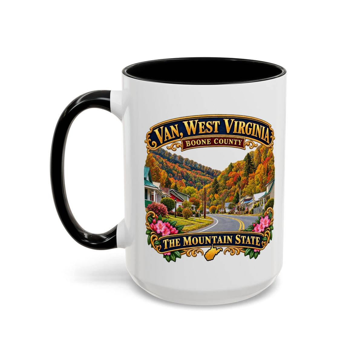 Accent Coffee Mug (11, 15oz) - Van, West Virginia - Boone County - The Mountain State - 3D Transparent