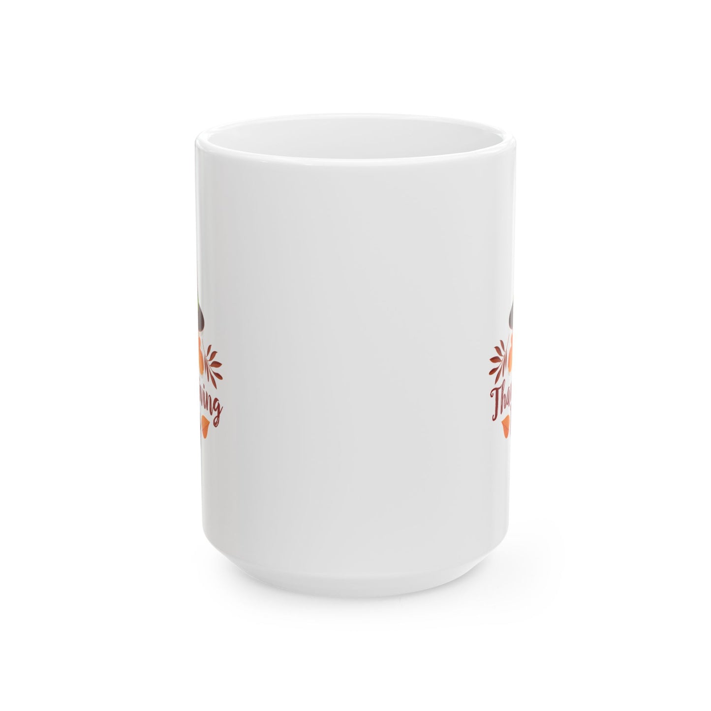 White Ceramic Mug - 11oz & 15oz -Thanksgiving Day - Happy Thanksgiving Day