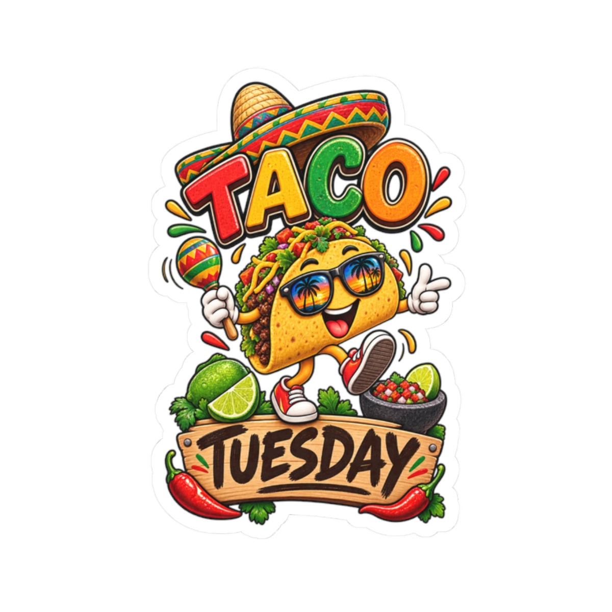 Kiss-Cut Stickers - Festive Taco Tuesday Fiesta
