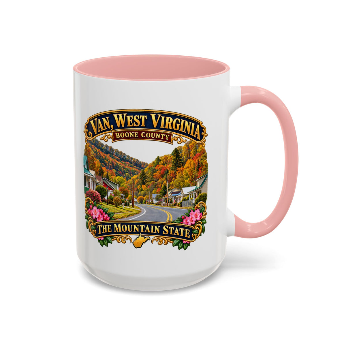 Accent Coffee Mug (11, 15oz) - Van, West Virginia - Boone County - The Mountain State - 3D Transparent