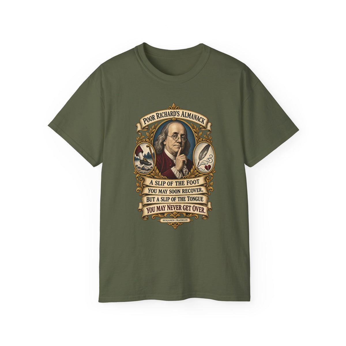 Unisex Ultra Cotton Tee - Poor Richards Almanac - A slip of the foot you may soon recover - V1