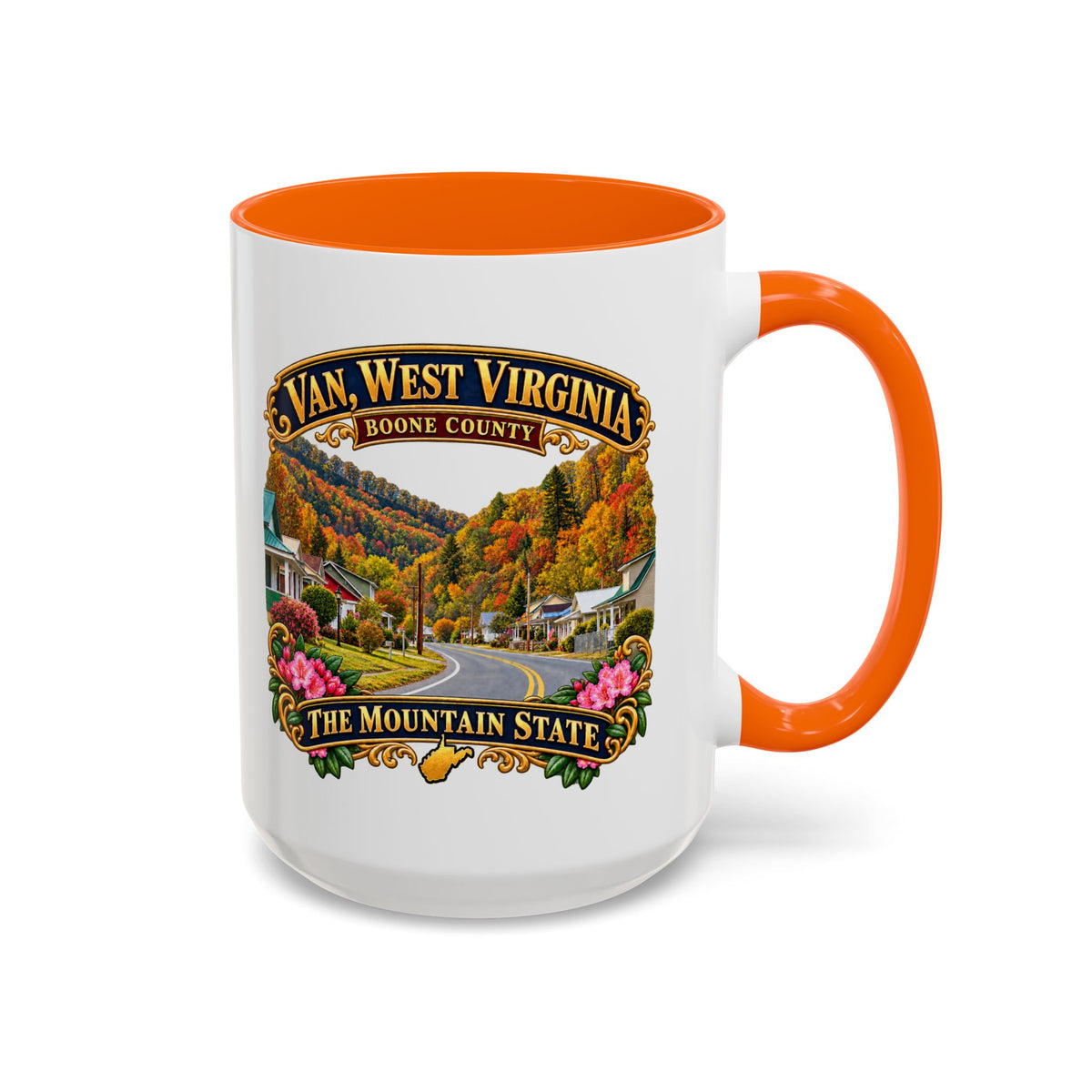 Accent Coffee Mug (11, 15oz) - Van, West Virginia - Boone County - The Mountain State - 3D Transparent