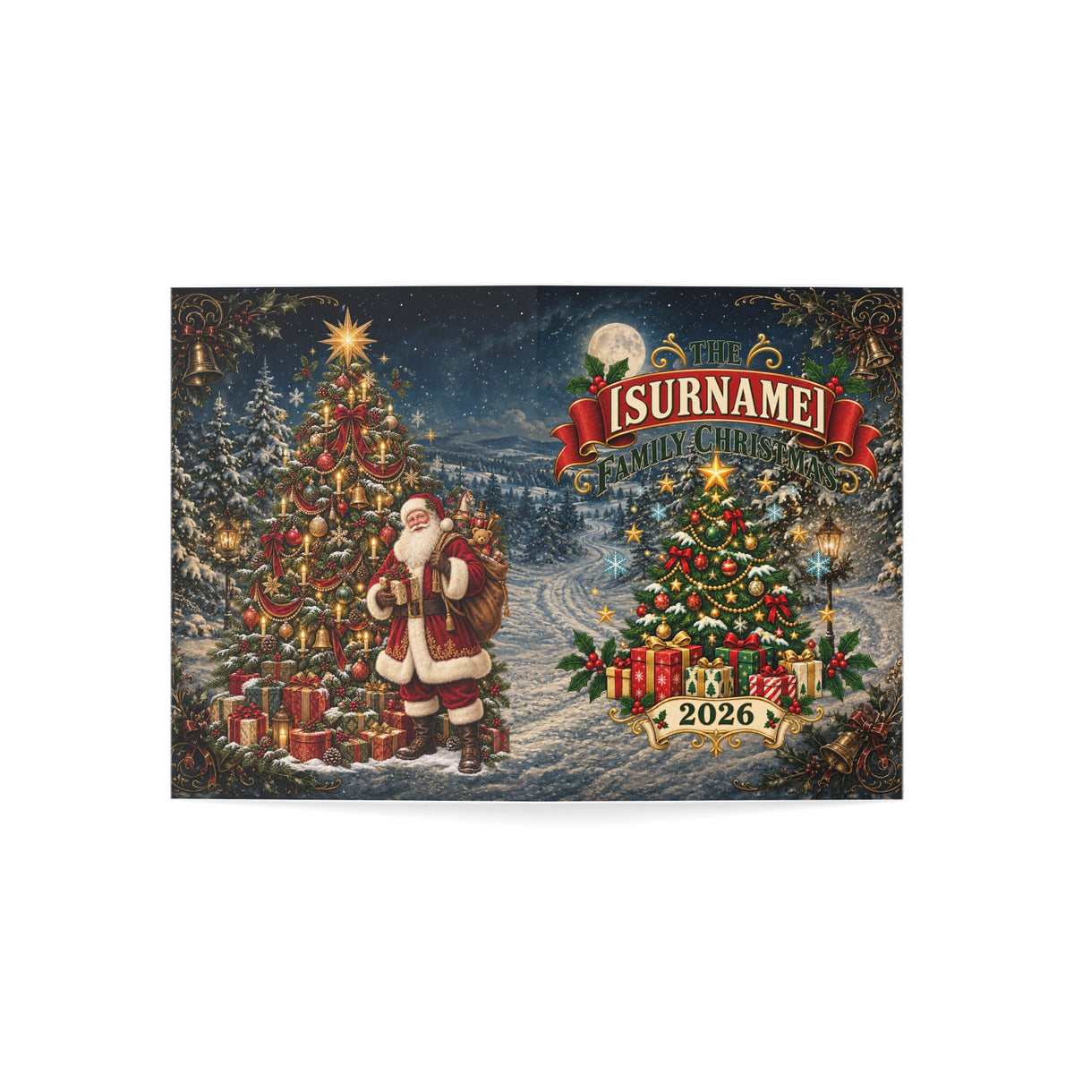 Personalized Family Christmas Tree Card Greeting Cards