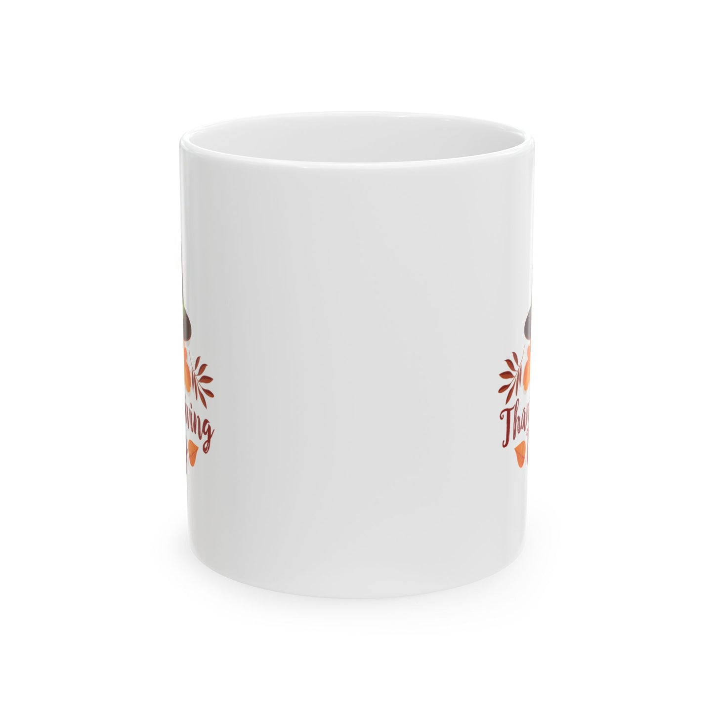 White Ceramic Mug - 11oz & 15oz -Thanksgiving Day - Happy Thanksgiving Day