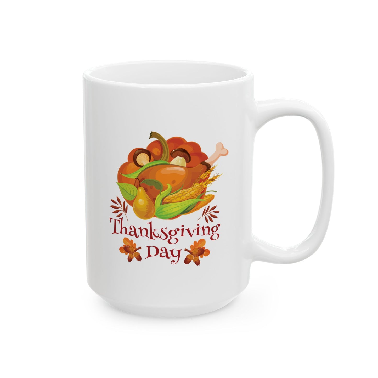 White Ceramic Mug - 11oz & 15oz -Thanksgiving Day - Turkey