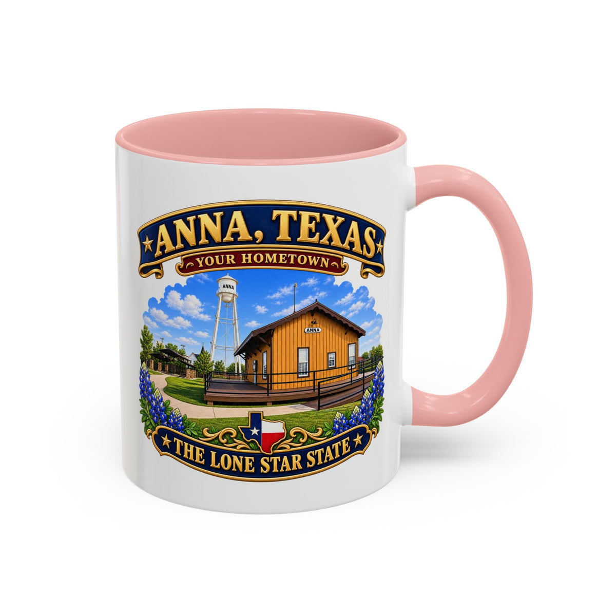 Accent Coffee Mug (11, 15oz) - Anna, Texas - Your Home Town -Lone Star State - with Anna Depot, Sherley Heritage Park, Scene