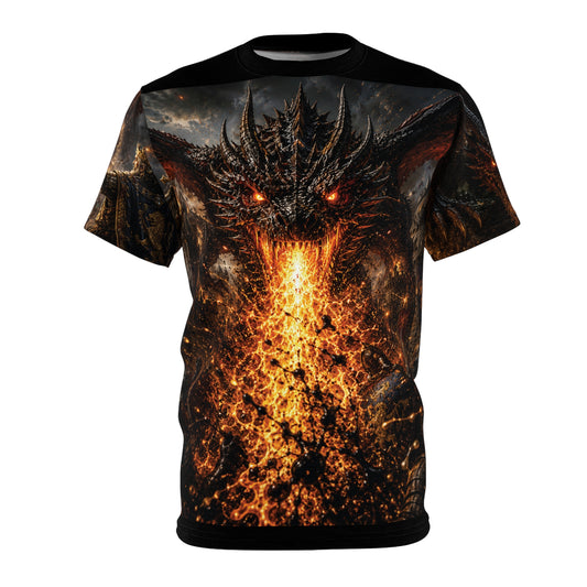 Dragon Fire All-Over Print Tee — Medieval Dragon Graphic Shirt