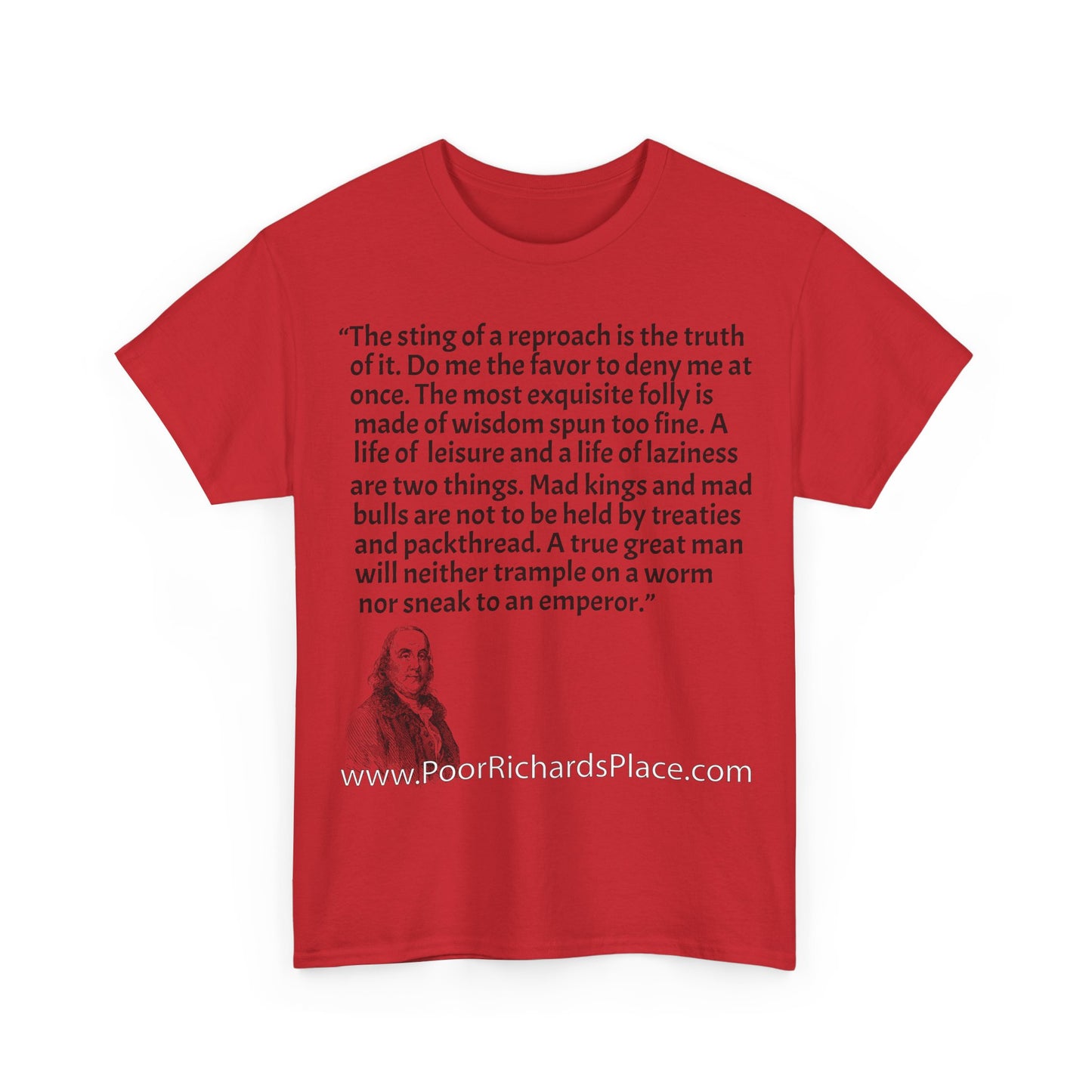 Unisex T-Shirt - Poor Richard Says The sting of a reproach is the truth of it. Do me the favor to deny me at once