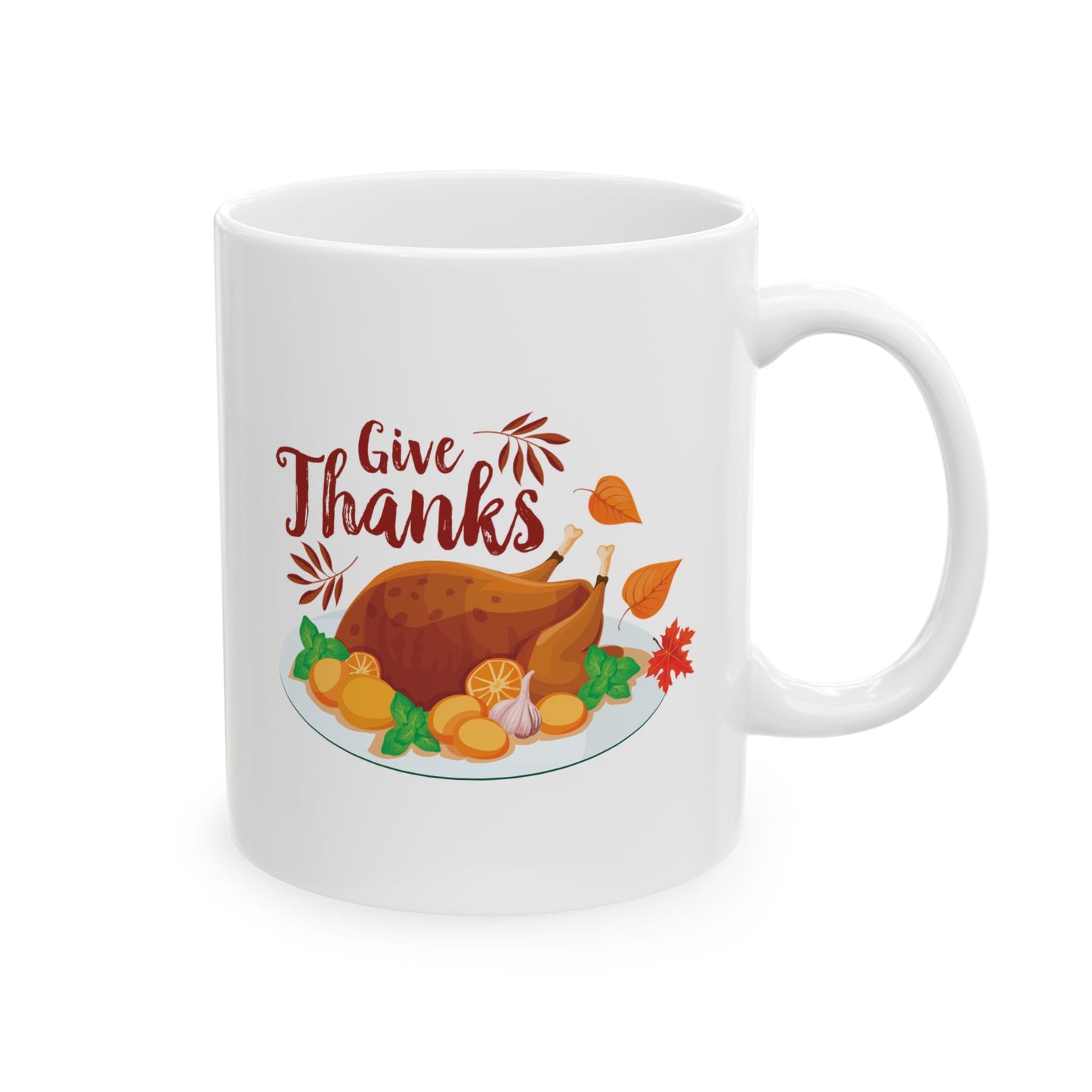 White Ceramic Mug - 11oz & 15oz -Give Thanks