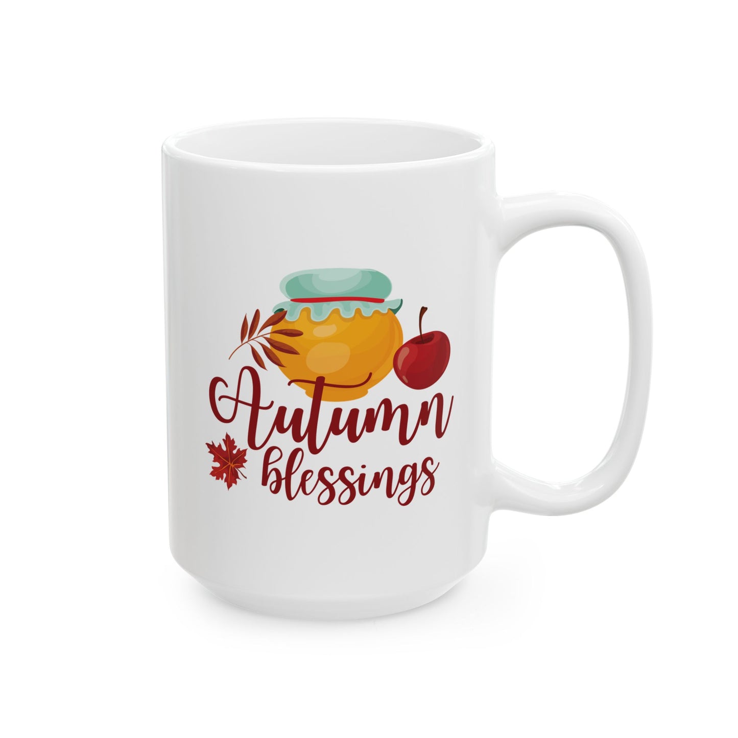 White Ceramic Mug - 11oz & 15oz - Autumn Blessings