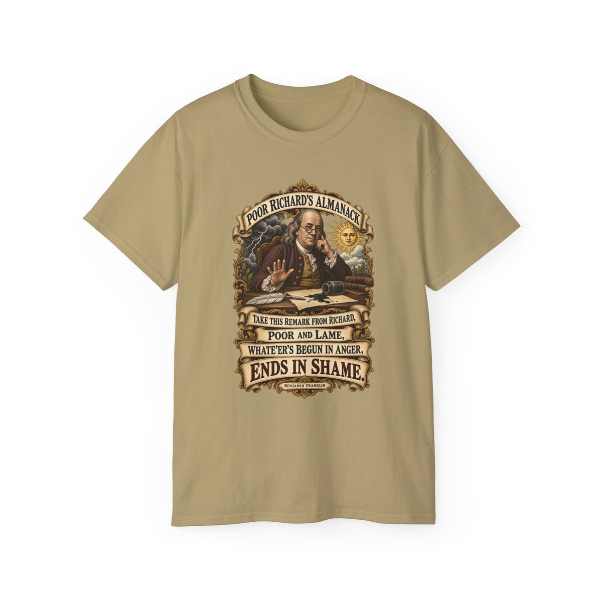 Unisex Ultra Cotton Tee - Poor Richards Almanac -  Take this remark from Richard, poor and lame