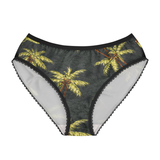 Palm Tree Print Women's Briefs — Tropical Beach Bikini Underwear