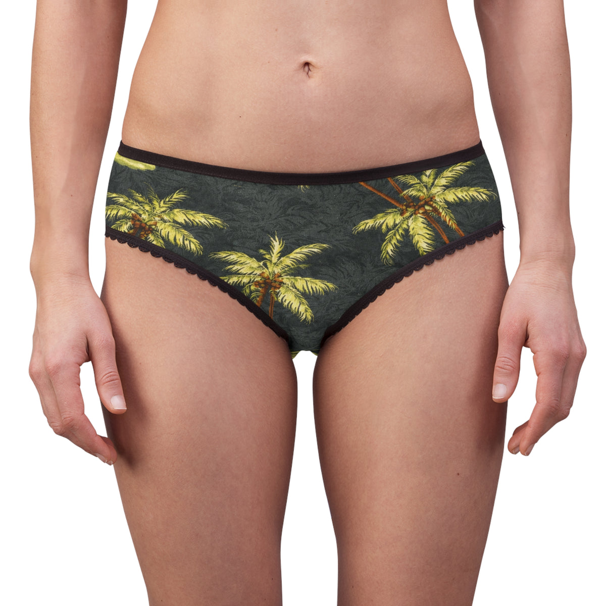 Palm Tree Print Women's Briefs — Tropical Beach Bikini Underwear
