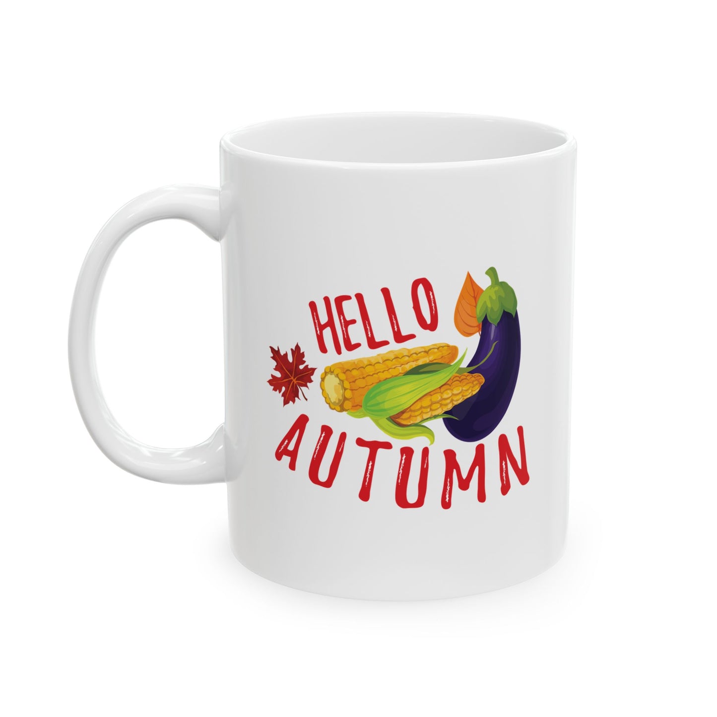 White Ceramic Mug - 11oz & 15oz -Hello Autumn