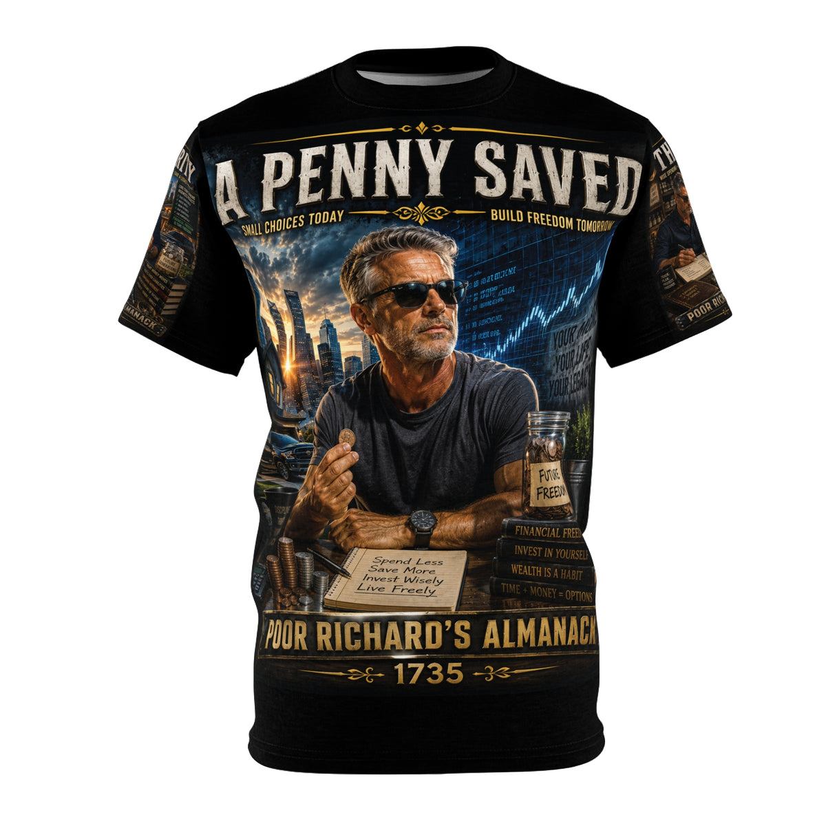 Benjamin Franklin "A Penny Saved..." - Modern Version Tribute Tee