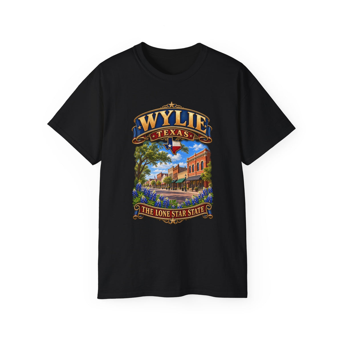 Unisex Ultra Cotton Tee - Wylie, Texas - Lone Star State with City Scene