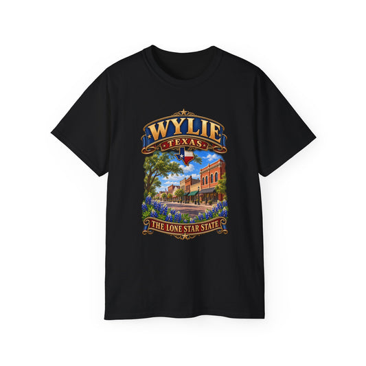 Unisex Ultra Cotton Tee - Wylie, Texas - Lone Star State with City Scene