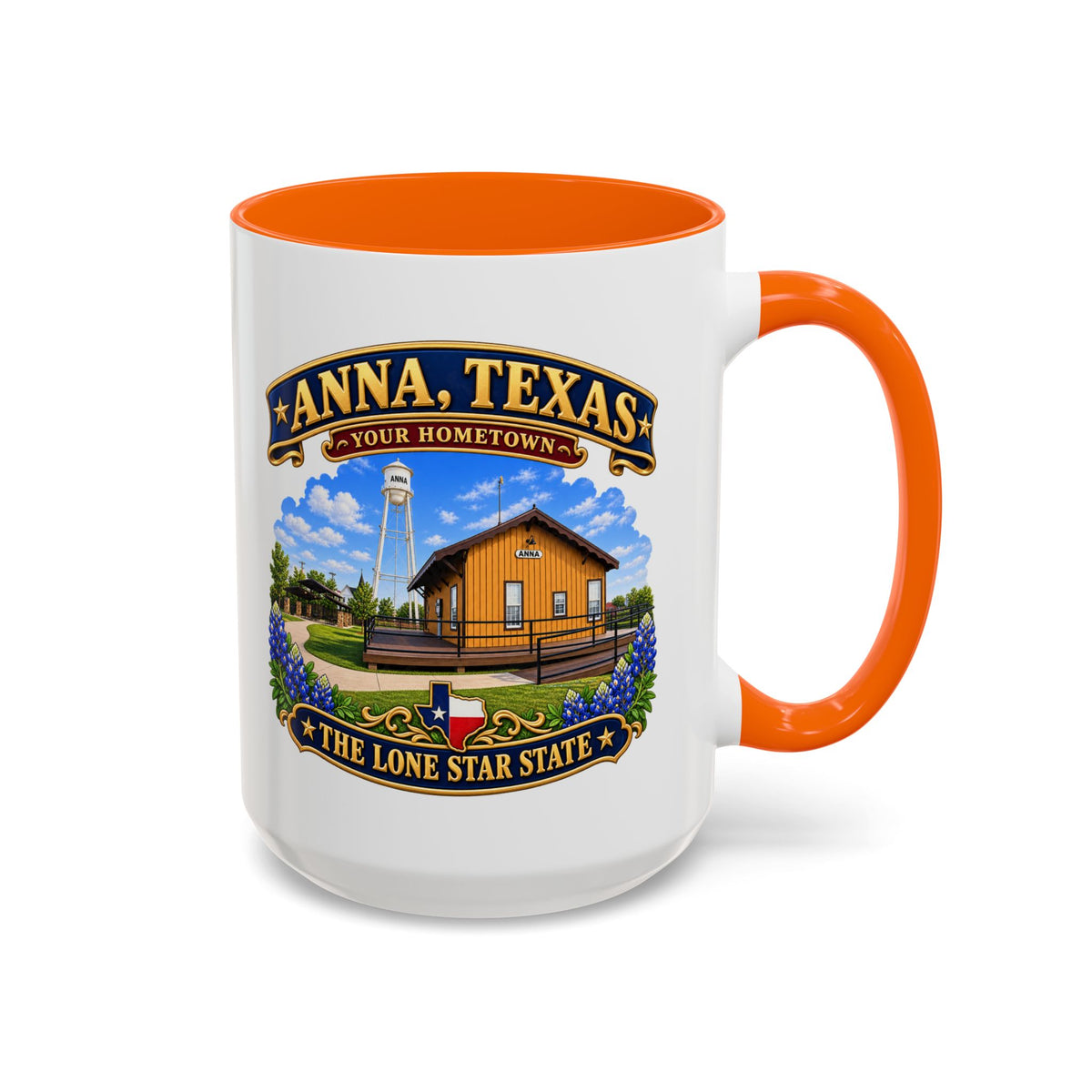 Accent Coffee Mug (11, 15oz) - Anna, Texas - Your Home Town -Lone Star State - with Anna Depot, Sherley Heritage Park, Scene