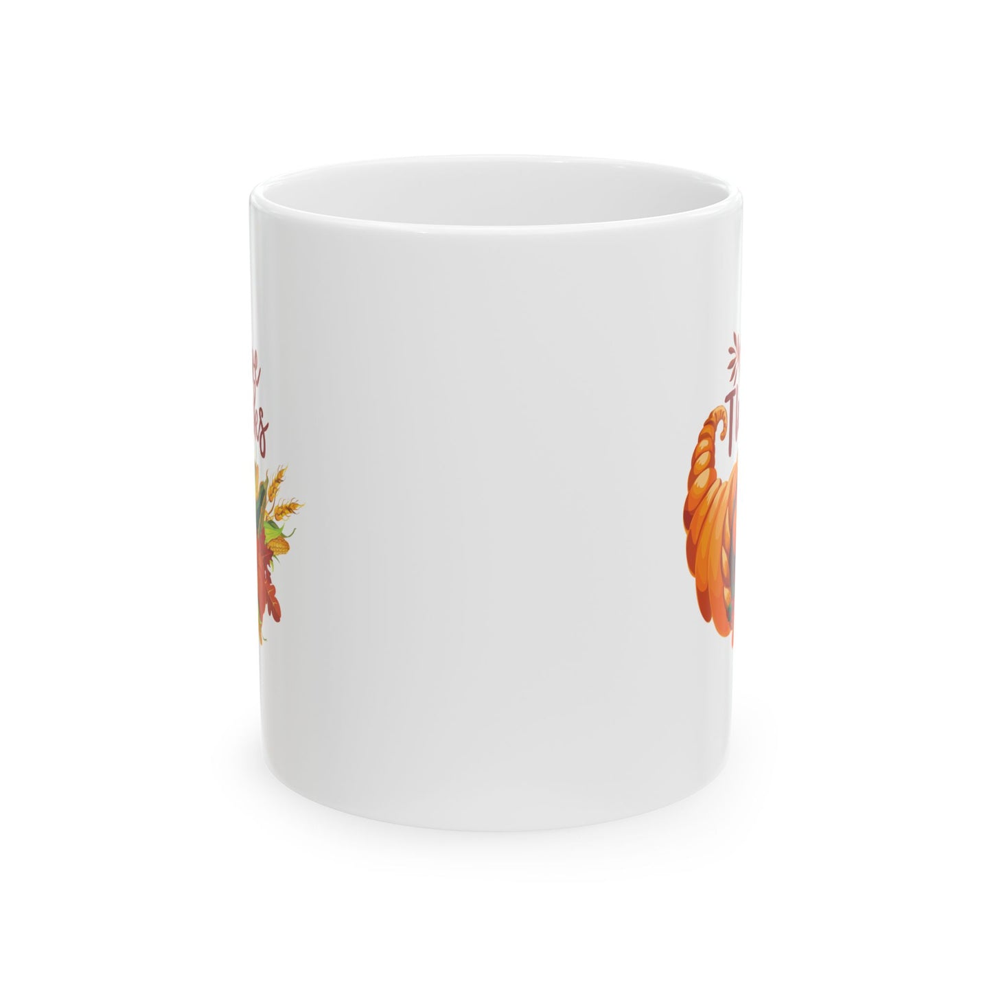 White Ceramic Mug - 11oz & 15oz -Thanksgiving - Give Thanks