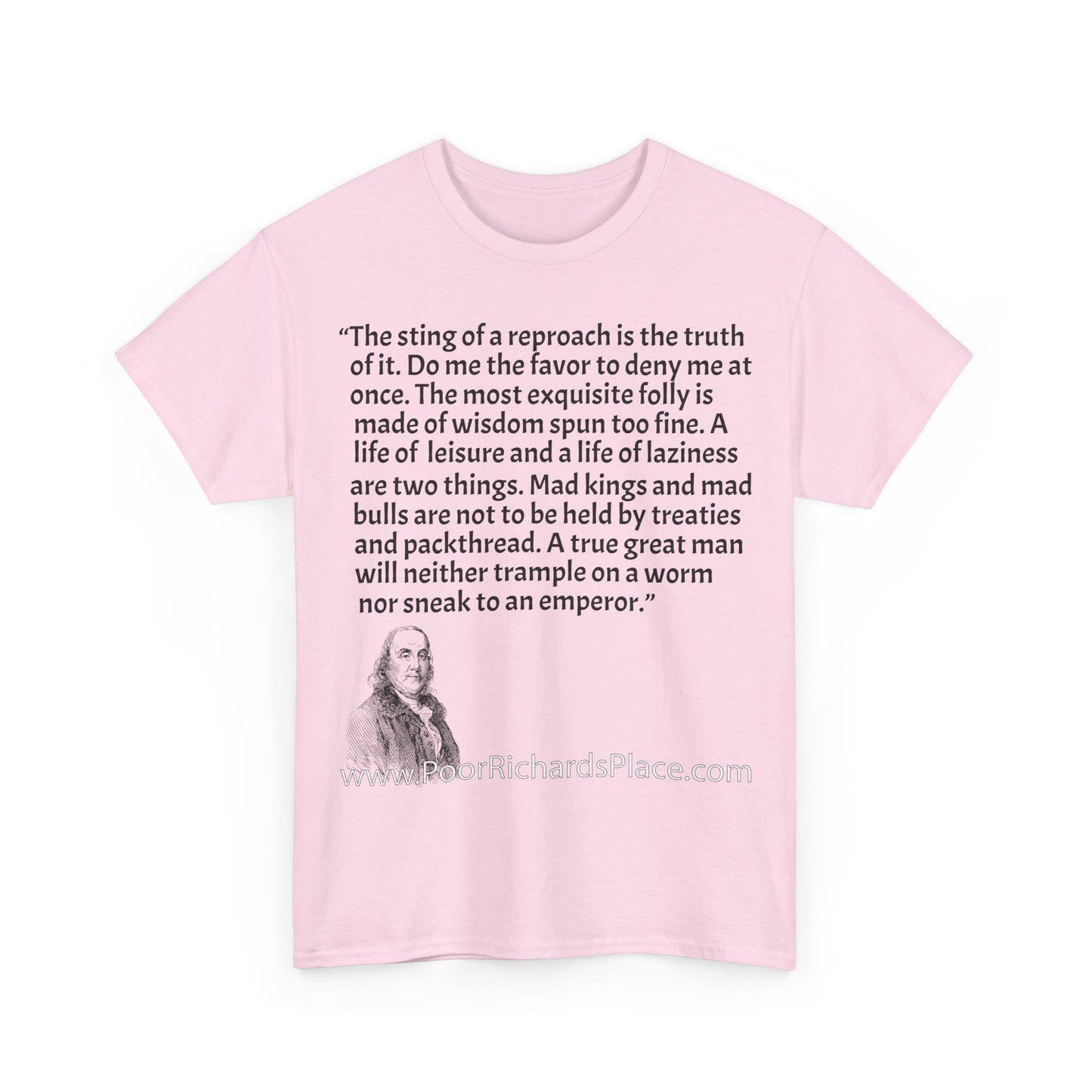 Unisex T-Shirt - Poor Richard Says The sting of a reproach is the truth of it. Do me the favor to deny me at once