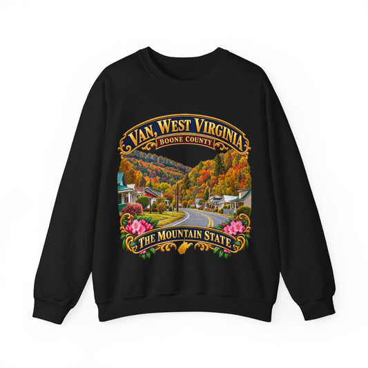 Crewneck Sweatshirt - Van, West Virginia - Boone County - The Mountain State - 3D Transparent