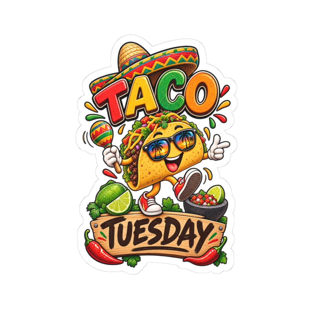 Kiss-Cut Stickers - Festive Taco Tuesday Fiesta