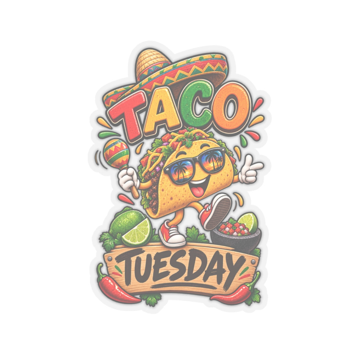 Kiss-Cut Stickers - Festive Taco Tuesday Fiesta